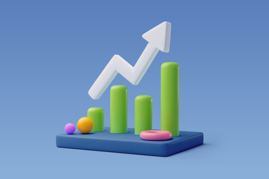 3d chart and trend graph arrow, Data analyze financial and stock market concept