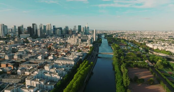 Business Financial Downtown City Cityscape Urban Landmark and Business Finance District Center. Paris, France
