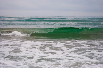 Selective focus. Storm on the sea. A big wave.
