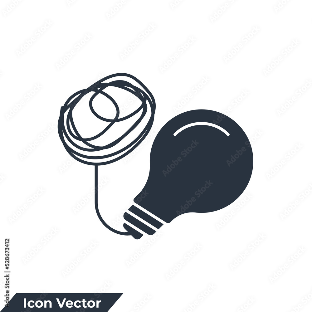 Poster light bulb innovation icon logo vector illustration. solution symbol template for graphic and web de
