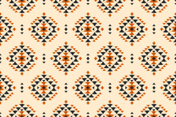 Abstract ethnic ikat art. Seamless pattern in tribal. Aztec geometric ornament print. Design for background, wallpaper, illustration, fabric, clothing, carpet, textile, batik, embroidery.