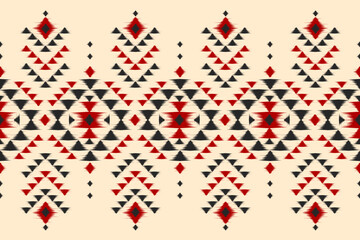 Carpet ethnic ikat art. Geometric seamless pattern in tribal. Mexican style. Design for background, wallpaper, illustration, fabric, clothing, carpet, textile, batik, embroidery.