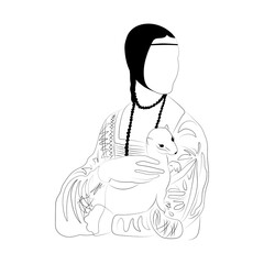 Lady with an Ermine, line art, one line art minimalism,
