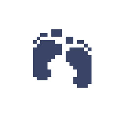 Footprints. Foot icon. Pixel art icon. 8-bit. Isolated abstract vector illustration.