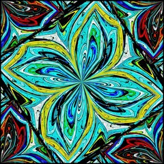 Symmetrical fractal flower, digital artwork for creative graphic