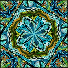 Symmetrical fractal flower, digital artwork for creative graphic