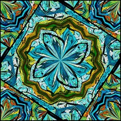 Symmetrical fractal flower, digital artwork for creative graphic