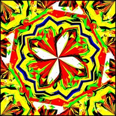 Symmetrical fractal flower, digital artwork for creative graphic