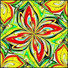 Symmetrical fractal flower, digital artwork for creative graphic