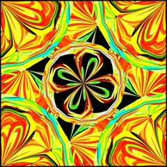Symmetrical fractal flower, digital artwork for creative graphic
