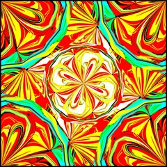 Symmetrical fractal flower, digital artwork for creative graphic