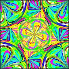 Symmetrical fractal flower, digital artwork for creative graphic