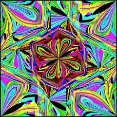 Symmetrical fractal flower, digital artwork for creative graphic