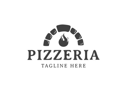 Italian pizza restaurant vintage style design logo. symbols for food and drink and restaurants.