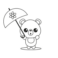coloring page for the little ones vector character bear with umbrella