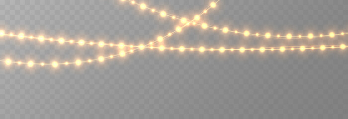 Vector Christmas garland on an isolated transparent background. Light, light garland PNG, Christmas decoration. © Vitaliy