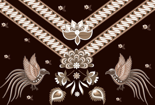 Traditional Batik Pattern from Indonesia Vector Illustration. Batik Motifs Cloth. Batik National Day Design for Poster Banner Template Flyer. 