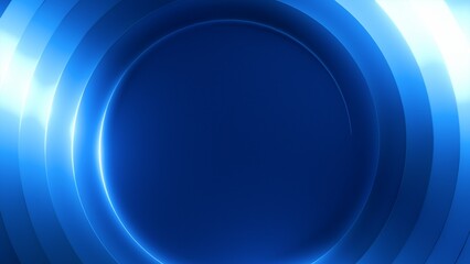 3d render, abstract blue background with round blank copy space and spiral shape