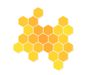 Yellow honeycomb isolated on white background. - 528679886