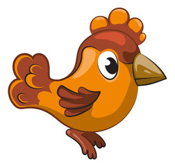 Brown bird with crest. Cute funny cartoon character