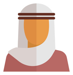 Person in traditional saudi clothing. Flat muslim avatar