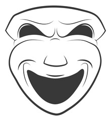 Smiling theatre mask. Comedy symbol. Laughing face