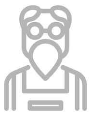 Old man in glasses. Bearded senior person line icon