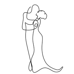 Continuous line drawing embraces Valentine's Day template for your design. Vector illustration.