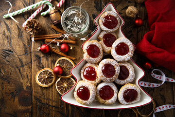 Homemade Christmas cookies with jam