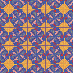 Naklejka premium Garden Nature Seamless Pattern Floral Background Damask Aboriginal Ornament Art