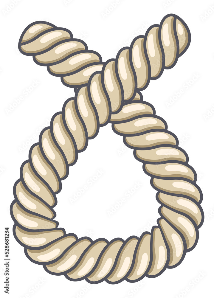 Wall mural Cartoon cord loop. Nautical rope knot icon - Wall murals