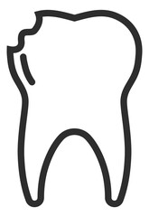 Damaged tooth icon. Dental pain symbol. Toothache sign