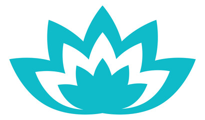 Lotus logo. Blue abstract flower. Beauty and wellness symbol