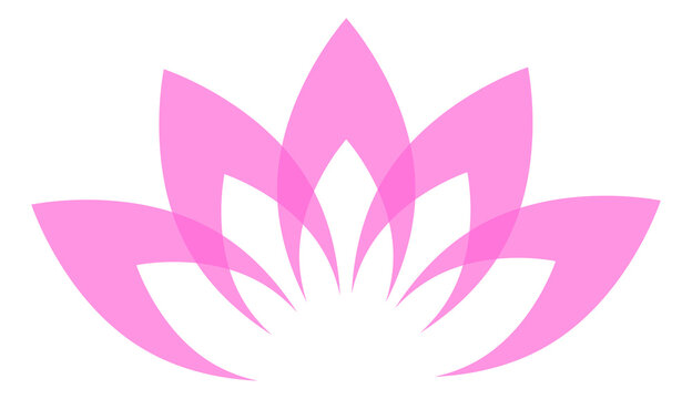 Pink lotus logo. Asian traditional flower. Spiritual symbol