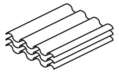 Concrete roof tile icon. Rooftop sheets stack