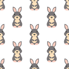 seamless pattern with rabbit in flat style