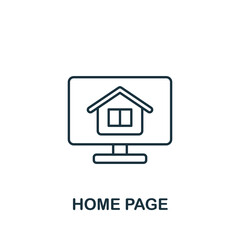 Home Page icon. Monochrome simple Web Design icon for templates, web design and infographics