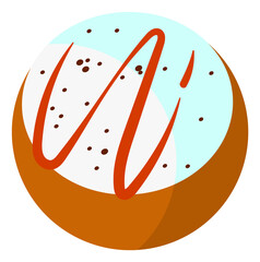Chocolate cookie icon with white frosting and caramel drip
