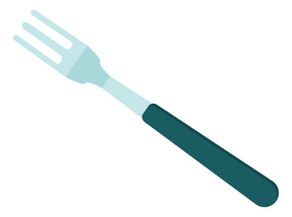 Fork icon. Metal shiny tool in cartoon style