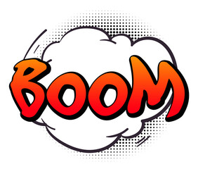 Boom comic cloud. Funny sound expression in retro style