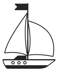 Sail ship icon. Cute little yacht. Boat toy