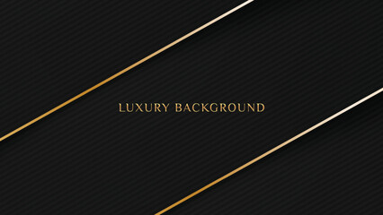 Elegant luxury dark black background with diagonal gold lines element and line texture