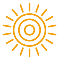 Sun icon in simple geometric line style. Clear weather symbol