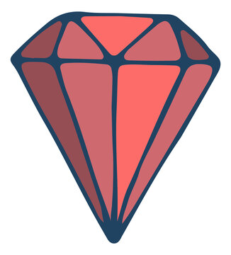 Red brilliant icon. Shiny jewel in cartoon style