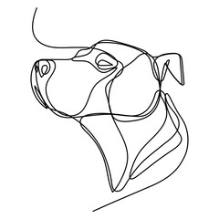 continuous line drawing of happy dog portrait