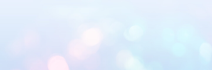 Blurred bokeh background for Christmas and New Year holiday. Abstract pastel pink and blue gradient color wallpaper with defocused lights. Copy space. Banner © Lyubov