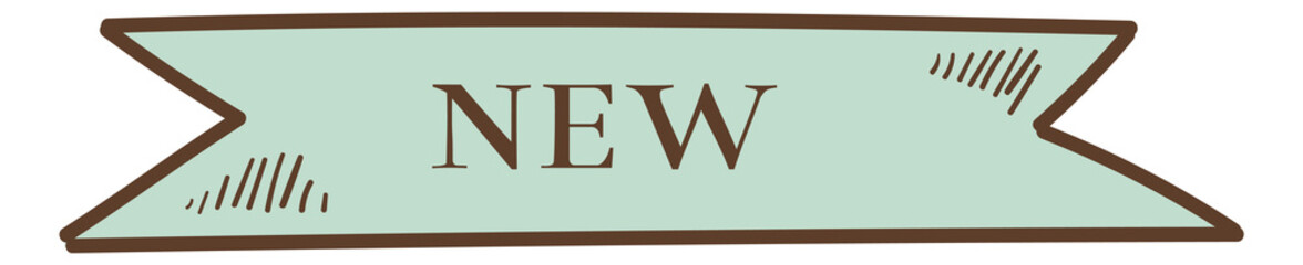 New label in flag shape. Vintage ribbon tag