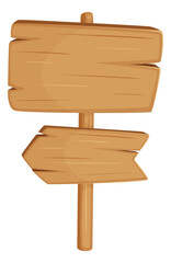 Wooden signpost with blank boards. Cartoon old wood banner