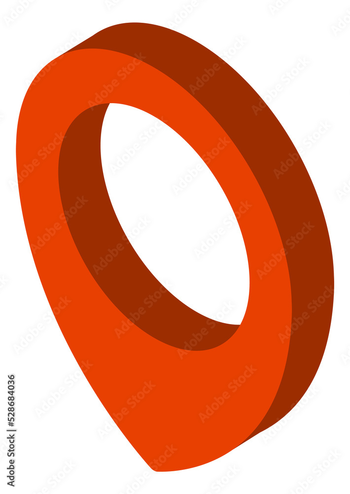 Aufkleber isometric red geo pin. map destination pointer