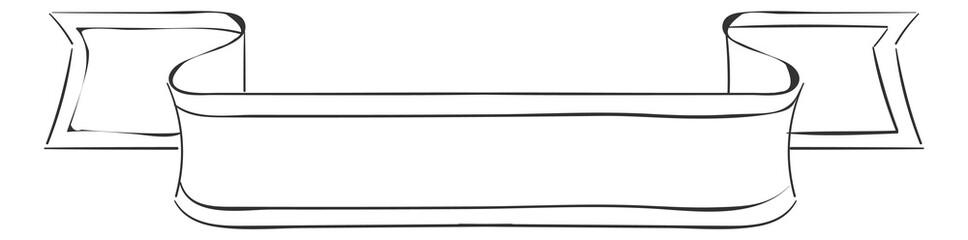 Hand drawn ribbon template. Blank banner in sketch style